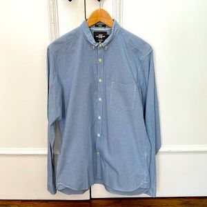 H&M L.O.G.G. Men’s Fitted Blue Checked Button Down Shirt M